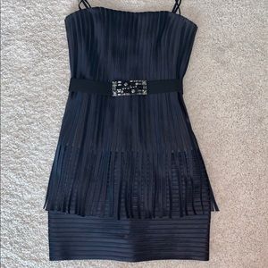 Strapless dark blue dress